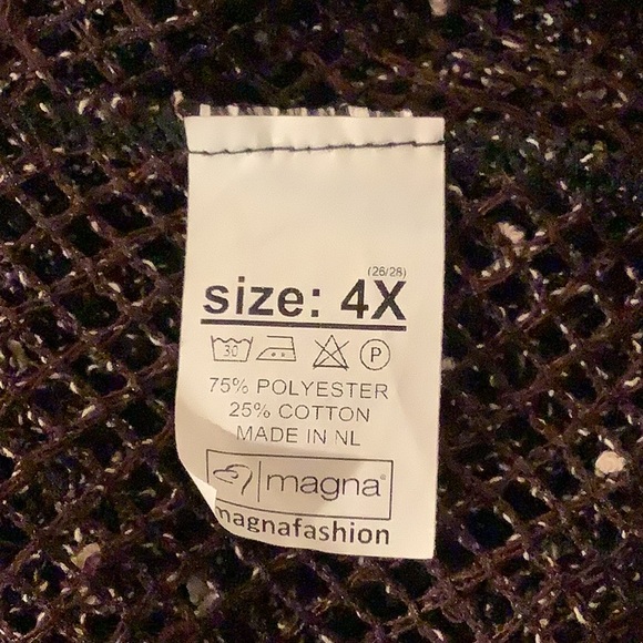 Magna Fashion Brown Crème Mesh Fishnet Slip On Style Overdress Sz 4x (26-28) - Picture 7 of 7